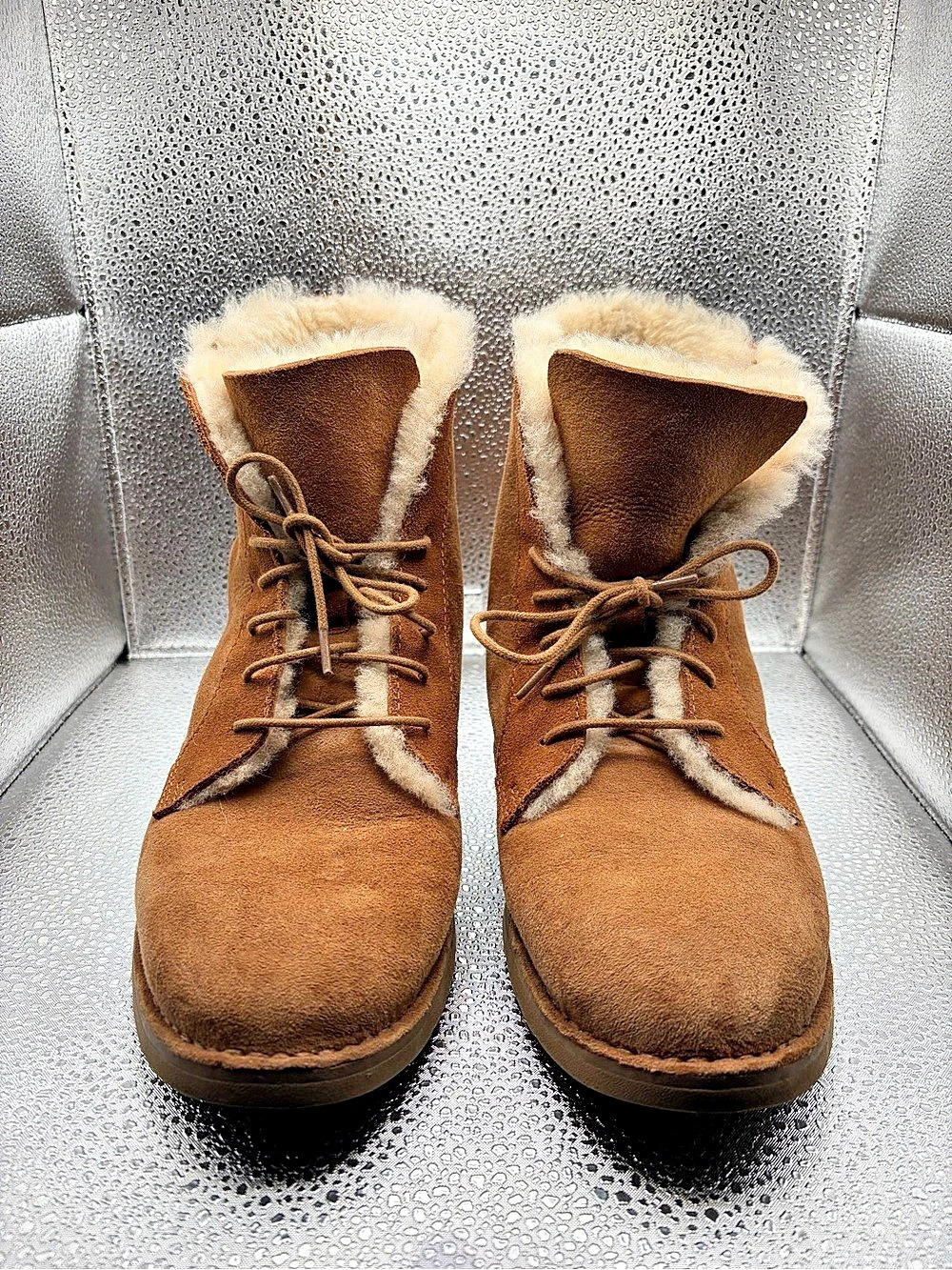 UGG Brown Shearling-Lined Quincy Boots US 9.5